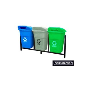 Punto Ecológico Colempaques 3 Puestos 100 Litros Sin Tablero (Azul, Gris, Verde)